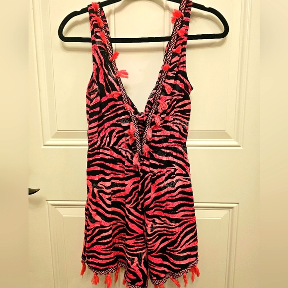 ASOS Beach Cover Up Romper Shorts One-piece pink leopard 🐆 💗 size 0 - Picture 1 of 5